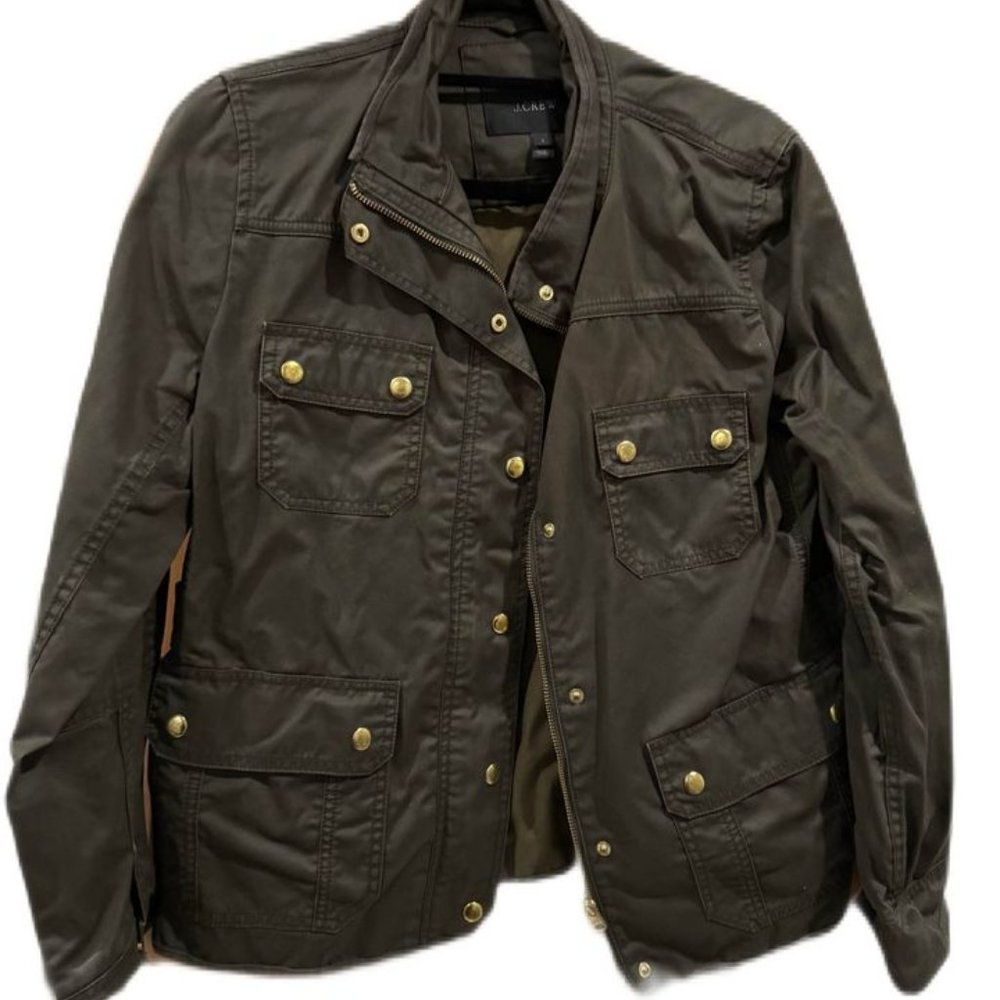 J.Crew Utility Jacket Green with Gold Hardware Size Large